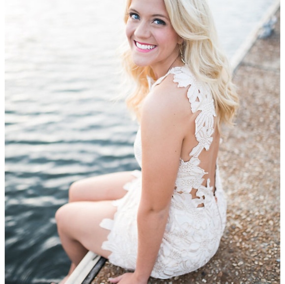 jessa lace mini dress white